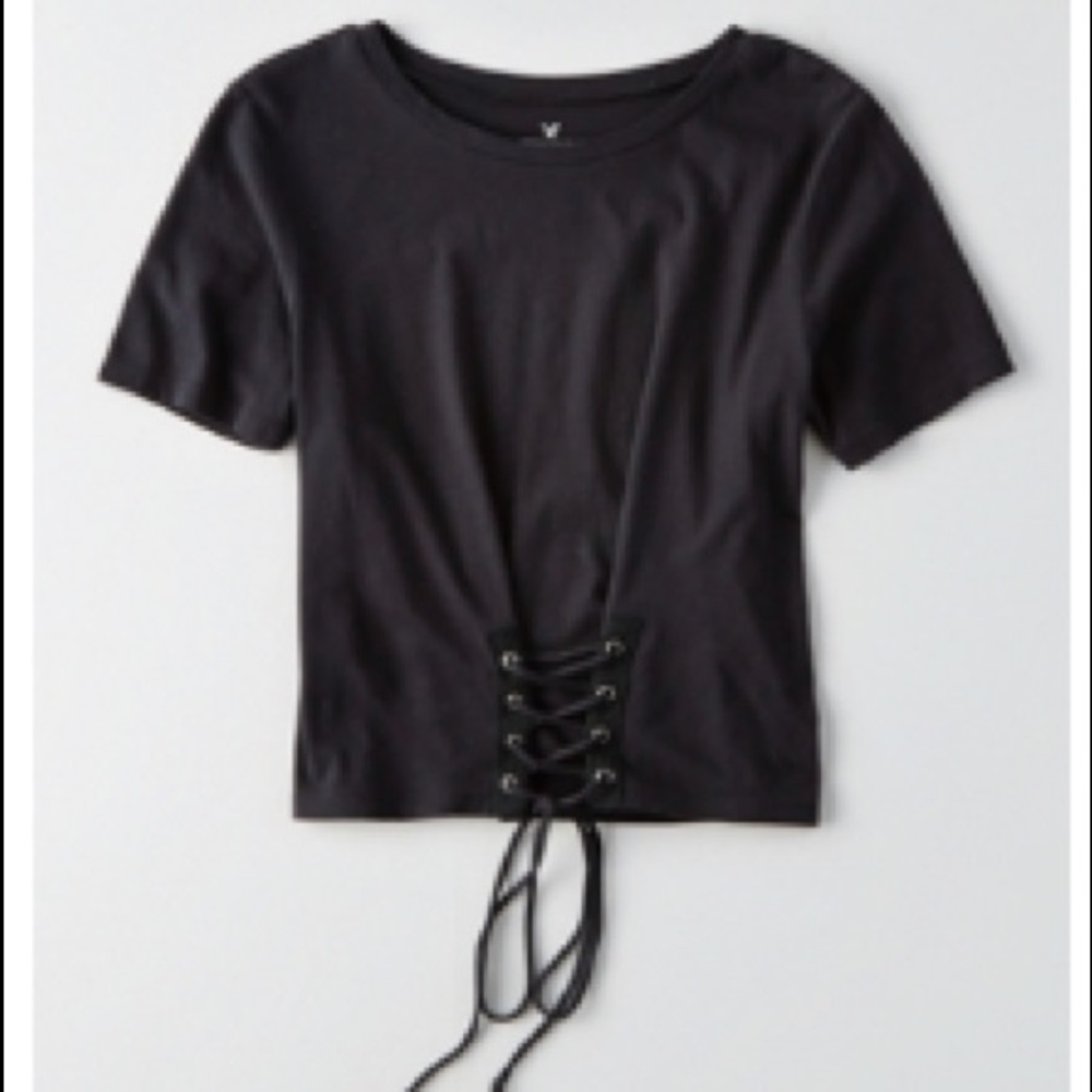 American Eagle Black Corset Tee
